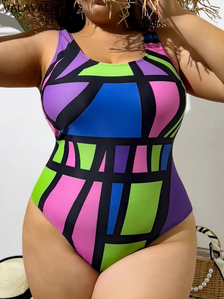 Strapped Print Curvy One-Piece